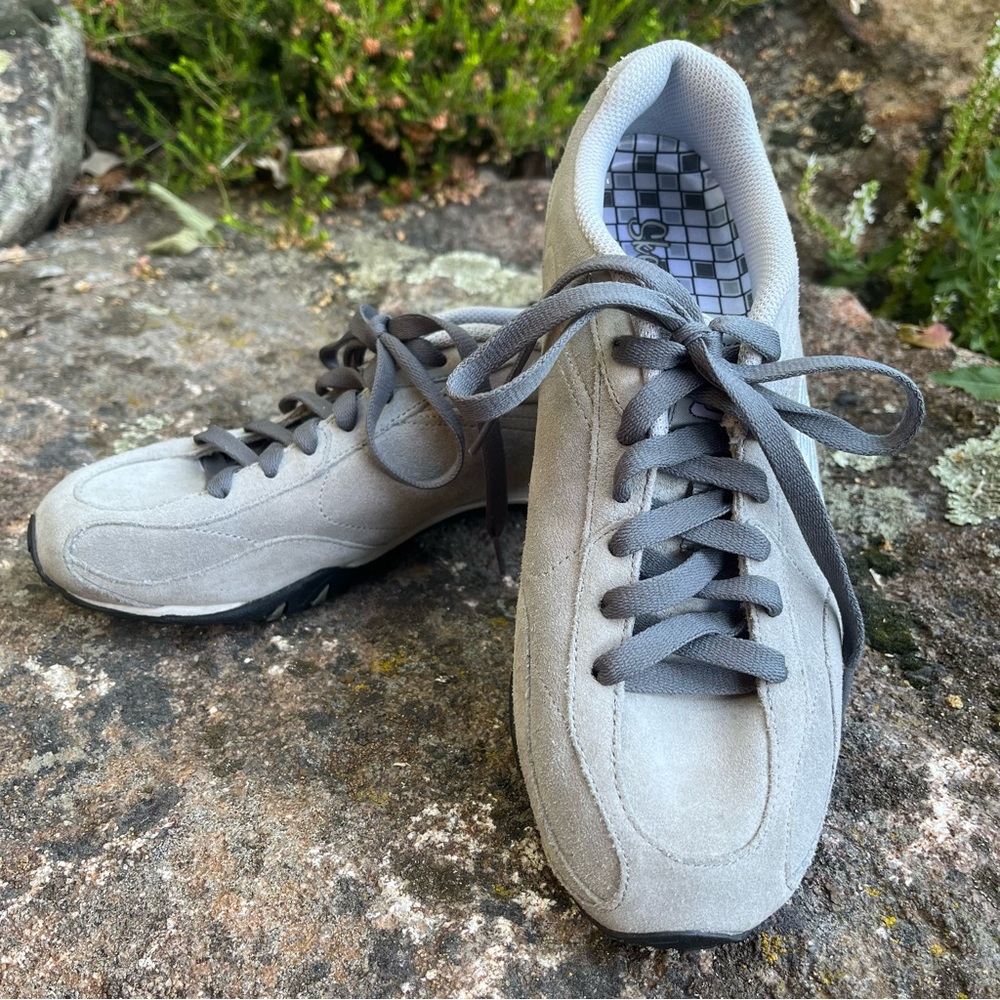 Skechers Ignite Suede Leather Lace Up Sneakers Gray Sz 9